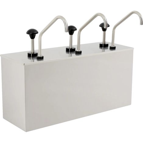 Distributeur de sauce à 3 têtes, en acier inoxydable, capacité 3 x 4L, montage sur table, dimensions 54,4 x 18,6 x 25,5 cm, argent (1/5)