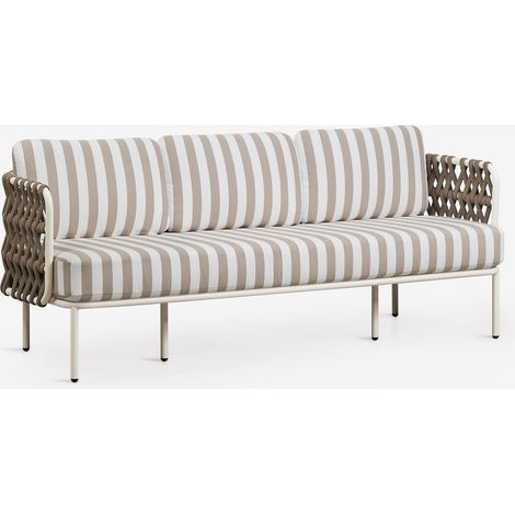 SKLUM 3-Sitzer Garten-Sofa aus Aluminium und geflochtener Tevary-Schnur                    Gardenia Weiß               