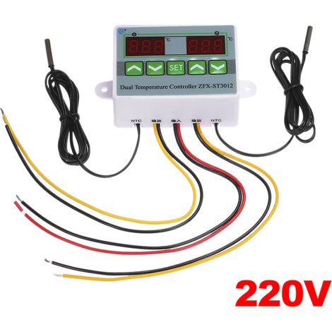 Controlador de temperatura digital inteligente ZFX-ST3012 de 220 V/1500 W con microcomputadora, pantalla dual, termostato eléctrico e interruptor de control de temperatura. (1/5)