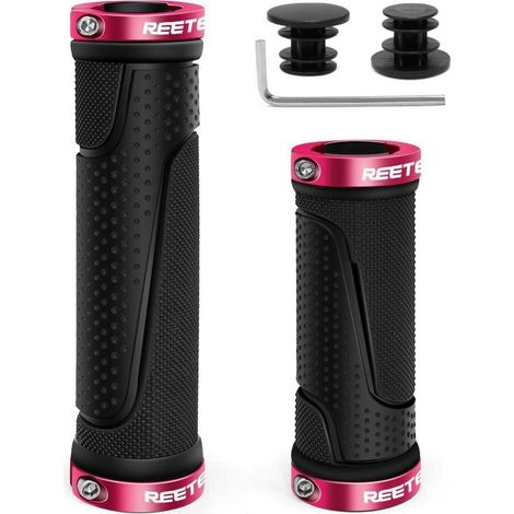 Ergonomische Fahrradgriffe für MTB, rutschfest, Aluminium Lock, 22,2 mm, Rosa (1/5)