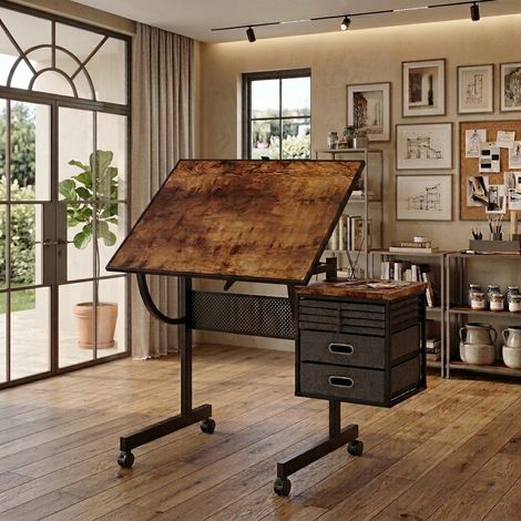 Table de puzzle 1500 pièces avec couvercle, 4 tiroirs en feutre, 2 tiroirs, roulettes, MDF noir (1/5)