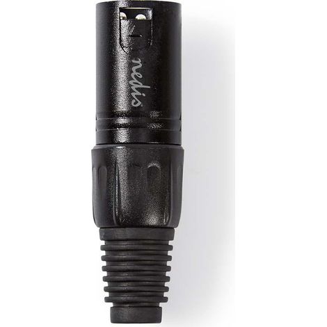 Conector XLR Recto Masculino Niquelado Soldadura Diámetro de entrada del cable: 5,0 mm Metales Negro 1 PC. Bolsa de plastico