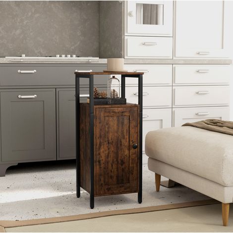 Table d'appoint industrielle avec meuble, étagère réglable, 34 x 30 x 80 cm, marron HAVRYA (1/5)