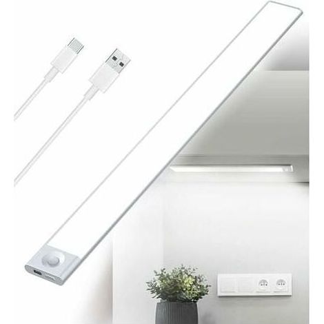 – Réglette LED cuisine rechargeable USB 40cm – Lumière tricolore dimmable – Détecteur de mouvement – Installation facile avec aimants - 2500mAh (1/4)