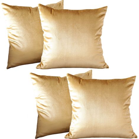 Housse Coussin - Velours Doré - 40x40 Cm - Fermeture Invisible - Décoratif Intérieur - Lot De 4 (1/5)