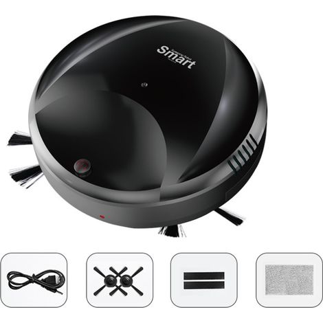 Aspirateur robot de balayage rechargeable Aspirateur robot de balayage à induction automatique intelligent 1pc Noir (balayage par aspiration et vadrouille)