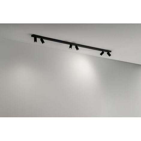 Plafonnier 10S48175 N En Métal Noir Mat, 6 Spots Orientables Gu10, Design Moderne Et Essentiel Pour Éclairage Intérieur - Marque Perenz St. (1/2)