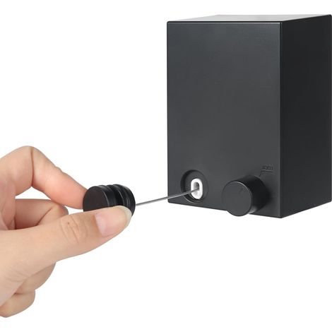 Corde à linge rétractable invisible et ultra-résistante de 4,20 m (165 pouces) pour sécher le linge en intérieur, antidérapante et sans perçage, noire.