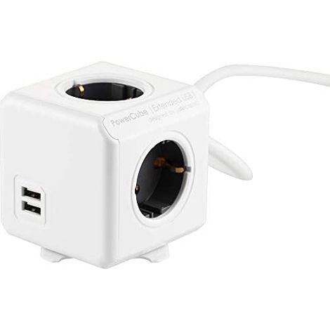 Allocacoc 1407/DEEUPC base múltiple 3 m 4 salidas AC Gris, Blanco
