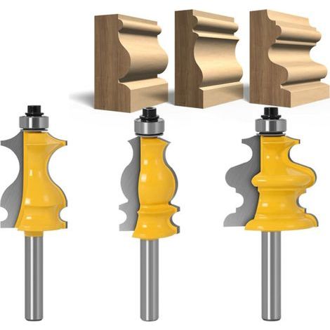 Set mit 3 8-mm-Architektur-Profilfräsern – Fräser für die Holzbearbeitung NPTERBL (1/5)