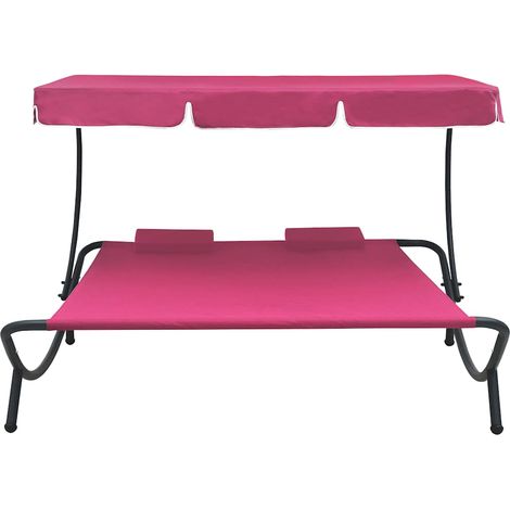 Maison Exclusive - Lettino Prendisole con Baldacchino e Cuscini Rosa