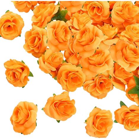 Blumenköpfe künstliche Rosen Deko Party orange 50x Set 14 4 cm (1/5)