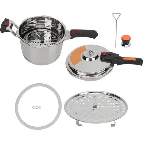 Autocuiseur 80 kPa, cocotte-minute rapide inox 6L 24cm, cuiseur pour gaz et électrique. (1/5)