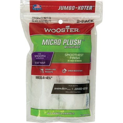 Wooster Jumbo Koter Micro Plush 4.5" Mini Roller Sleeves 5/16" Nap Smooth - Twin Pack