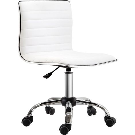 Chaise de Bureau Ergonomique sans Accoudoirs - Réglable en Hauteur (78-90 cm), Cuir Blanc, Supporte 120 kg (1/5)