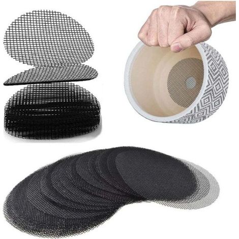 100 Pièce Grille de Drainage Bonsai, Tapis pour Pots de Fleurs Ronds, Grille Plastique pour Coupe Bonsai, Pot de Fleurs ou jardinière.