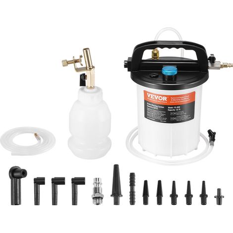 Kit purge de frein 3 L, extracteur de liquide de frein avec bouteille de remplissage de siphon de 1 L, 13 connecteurs de tuyau, tuyau en silicone étendu et poignée, pour la plupart des véhicules (1/5)