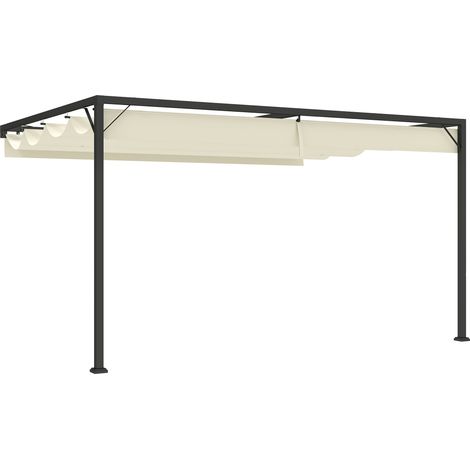 4 x 3 m Pergola, with Sliding Canopy - Cream