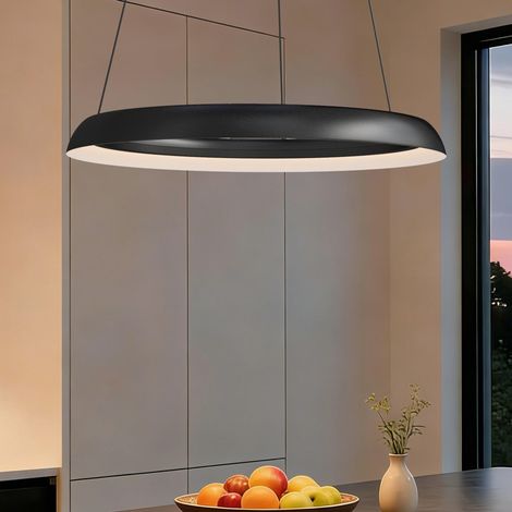 Mai & Mai Lampadario Sospensione 20W, Lampada 3000-6000K con Filo 110 CM, Altezza regolabile, Lampada da Soffitto a Sospensione per Camera da Letto, Cucina e Soggiorno, 40cm, Nero Sabbia, Luvina04 (1/5)