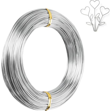 Fil pour bricolage, 1 mm x 50 m, fil à bijoux argenté, fil en aluminium, fil de bricolage flexible, argenté, pour la fabrication de couronnes, la fabrication de bijoux, le modélisme (1/5)