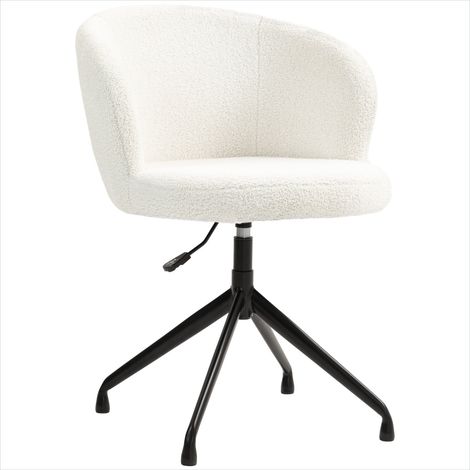 Siège de bureau ergonomique pivotant en tissu bouclette crème - Hauteur réglable 54-60 cm - Capacité 120 kg (1/5)