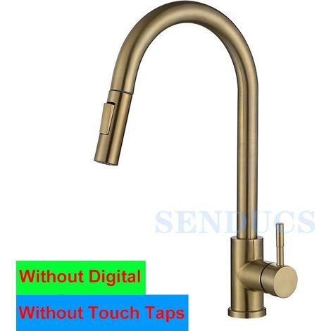 (Non tactile-or-G1/2) Robinet de cuisine numérique tactile en acier inoxydable 304, mitigeur d'évier de cuisine eau chaude/eau froide monotrou (1/5)