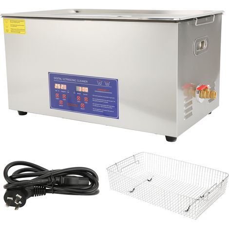 Nettoyeur à ultrasons PS-80AAU avec minuterie numérique et chauffage, équipement de nettoyage pour bijoux, prise 220V, 80W, cuve en acier inoxydable (1/5)
