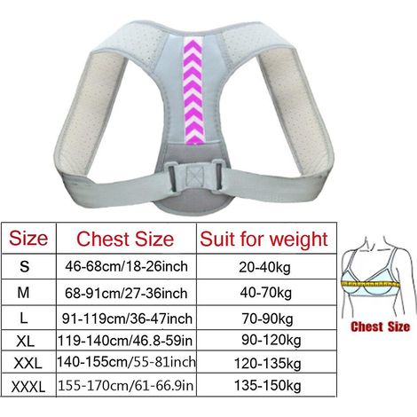 Correcteur de posture pour le dos droit, ceinture de soutien lombaire et épaules, corset ajustable pour améliorer la silhouette avec plaque - gris/violet - court (M) (1/5)