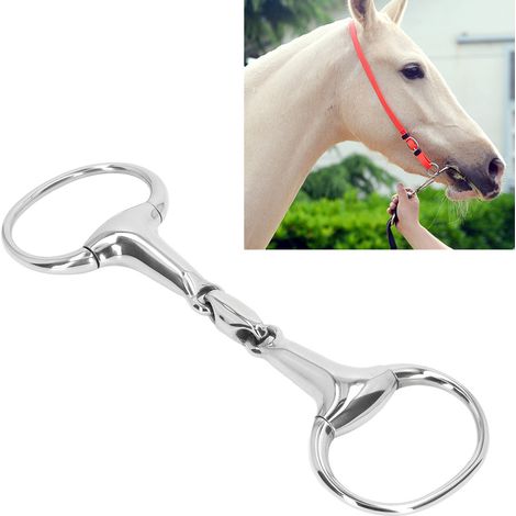 Anneau de mors pour cheval, mors simple en acier inoxydable, 125 mm, maillons ovales libres, équipement d'entraînement pour chevaux (1/5)