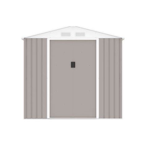 Abri de jardin métal 4,07 m² – Panneaux en acier galvanisé 0,25mm – Structure renforcée 0,5-0,8mm – Kit d'ancrage inclus – Couleur taupe (1/9)