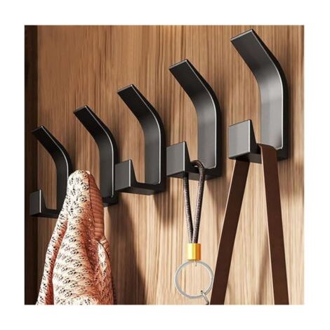 Crochets Muraux Robustes, 5 Pièces Pateres Patère Porte Manteau Mural Crochets Chapeau, Accroche serviette Pour Salle De Bains Chambre - Noir (1/4)