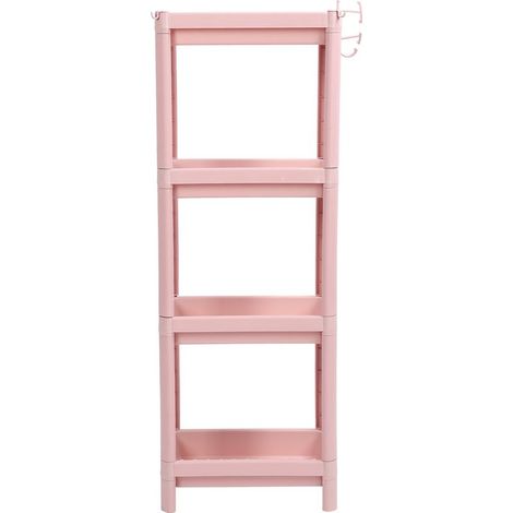 Étagère de rangement de sol pour salle de bain, multi-niveaux, stable et durable, autoportante, d'angle, rose, 4 niveaux (1/5)