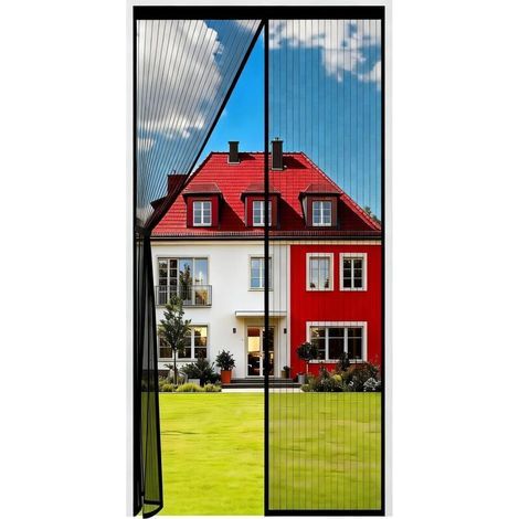 Magnetisches Moskitonetz für Tür oder Fenster, 75 x 220 cm, Fliegengitter mit ultrafeinem Netzgewebe, für Schiebetüren, bohrfreie Montage mit Klebeband, automatischer Schließmechanismus (1/5)