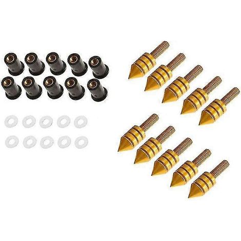Kit de 10 boulons, écrous et rondelles pour pare-brise de moto - Pièces modifiées - Livraison directe - Or (1/5)
