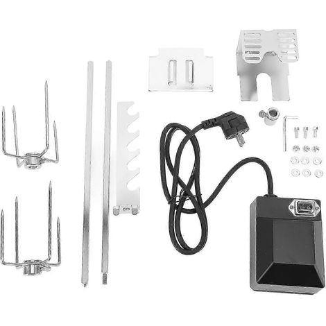 Kit de rôtisserie avec interrupteur étanche, prise européenne 220 V, moteur rotatif stable, structure robuste en acier inoxydable, universel 2025 (1/5)