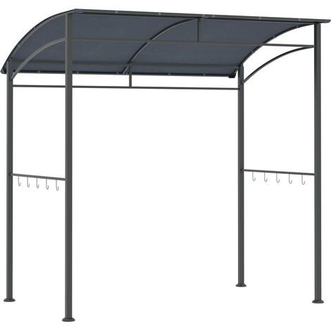 Grillunterstand, Kochpavillon, Regenschutz, Zubehörhaken, graues Stahlgestell, 215 x 150 x 174/220 cm