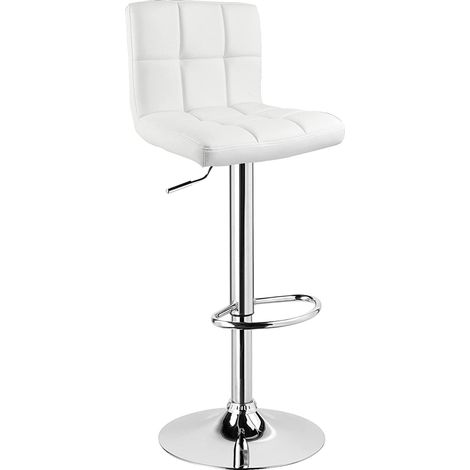 Tabouret de Bar en Cuir Artificiel WOLTU, avec Bien Assise rembourrée, Tabouret Ajustables en Hauteur(92-114cm), Blanc (1/4)
