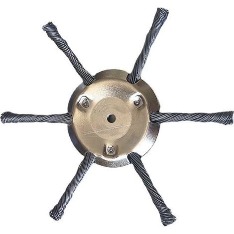 Tête de coupe avec 6 fils d'acier tressés (diamètre 150 mm, trou d'arbre 5 mm) – Disque de désherbage pour coupe-bordures sans fil (accessoire pour le désherbage électrique et l'élimination de la roui (1/2)
