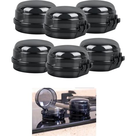 Bouton de cuisinière Sécurité,6 Pièces Cache Boutons Cuisinière à Gaz,Protecteur Four Noir Transparent,Verrouillage Sécurité sans Démontage(6 x 4 cm) (1/5)