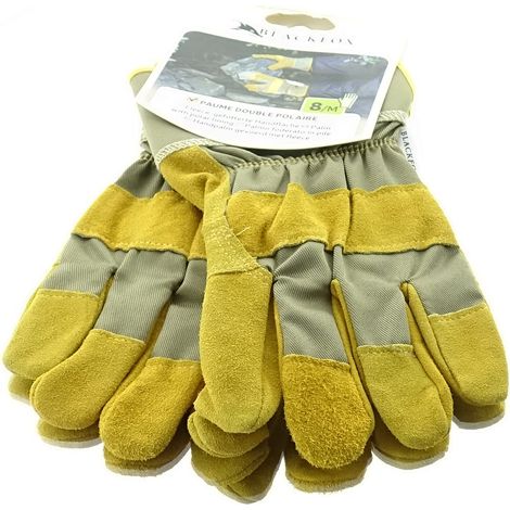 BLACKFOX® Garten - Handschuhe Fleece Ockergelb Größe 8/M - Leder & Stoff (1/3)