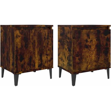 Maison Exclusive - Mesitas de noche con patas de metal roble ahum (1/5)