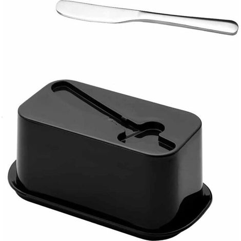Burriera con coltello - Coltello da burro in acciaio inox - Contenitore ermetico - Compatto e impilabile (1/5)
