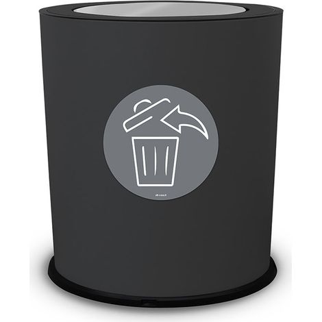 Pattumiera a Bidone con Coperchio Basculante Ø35x40 cm 4 Scomparti 38 L Totali in Metallo Verniciato Nero