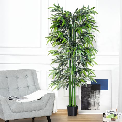 Plante artificielle de 180 cm en bambou artificiel avec jardinière, apparemment réaliste, facile à entretenir, idéale pour les salons