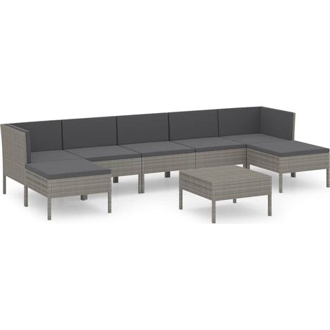 Maison Exclusive - Set Divani da Giardino 8 pz con Cuscini in Polyrattan Grigio (1/5)