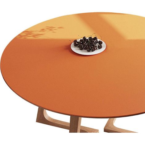 Protection de table PU ronde 90cm orange imperméable et résistante aux rayures