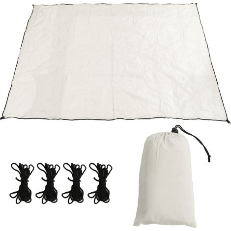 Auvent toile acier inoxydable 2x3m rectangle avec quatre cordes pour cour prairie jardin blanc (1/5)