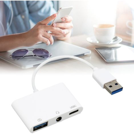Adaptateur USB 3.0 vers 3.5 mm Mâle/Femelle 3 en 1 Multifonction pour Casque avec Charge (1/5)