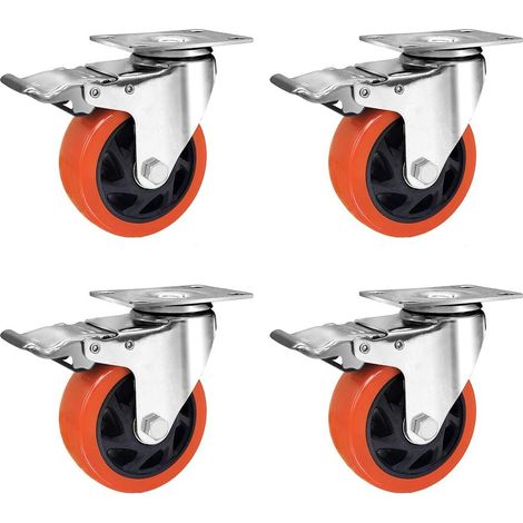 Roulettes pivotantes avec frein, 100 mm (4 pouces), charge maximale 550 kg (1/5)