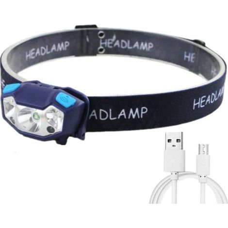 Lampe frontale LED rechargeable USB, 5000 lumen étanche avec capteur de mouvement - 5 modes d'éclairage, bandeau réglable et support pratique pour le travail - (1/4)